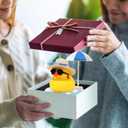 2 x Yellow Rubber Duck with Sun Hat, Swim Ring, Necklace, Sunglasses & Sunshade Cute Duck for Car Ornament Home Decor Desk Summer Beach Party Decoration (Blue)