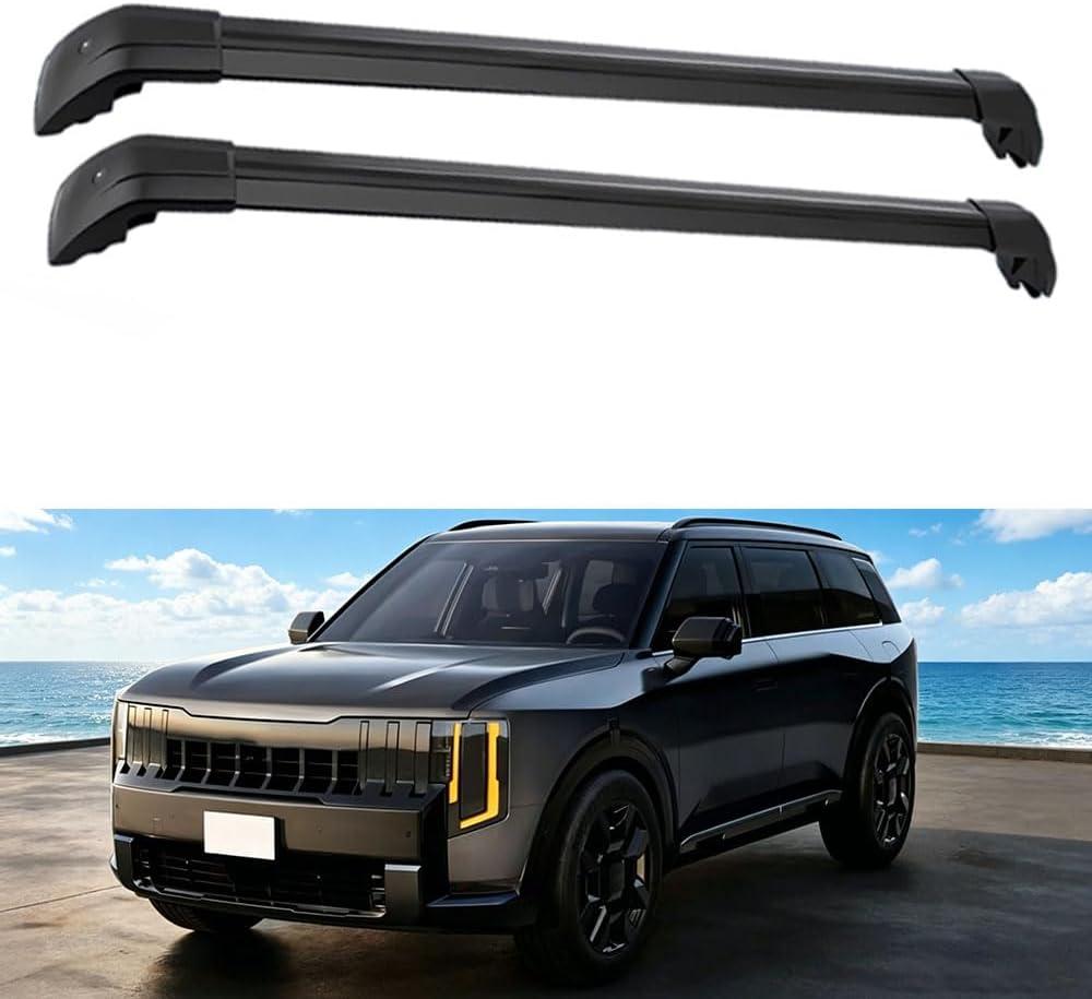 2PCS Roof Rack Crossbar Cross Bar Fit for KIA Telluride 2026 2027 with Flush Rails, Aluminum Lockable Luggage Cargo Carrier Roof Rack Rails, Black