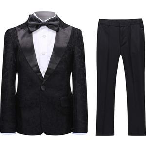SWOTGdoby Boys Tuxedo Suit Shiny Formal Dress 2 Pieces Suit Set Paisley Blazer Pants Sequin Shawl Collar