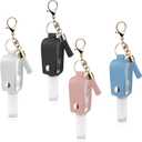 4 Pieces Hand Sanitizer Keychain 1 oz/30 ml Refillable Bottle, Hand Sanitizer Holder Keychain, Travel Size Hand Sanitizer Case for Toiletry Lotion Shampoo (Black, White, Pink, Blue)