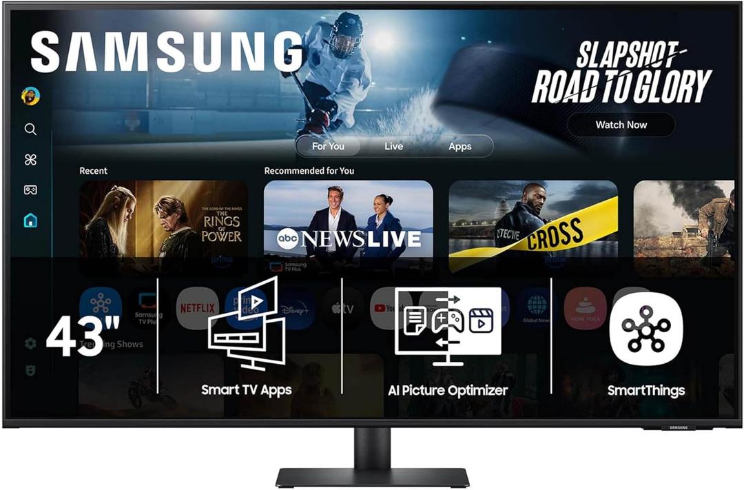 Samsung 43” M7 (M70F) Series 4K UHD Smart Monitor
Samsung Vision AI, Smart TV Apps, Gaming Hub, USB-C, HDMI and USB-A, Black, LS43FM702UNXZA, 2025