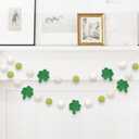 Aukolass St. Patrick's Day Felt Ball Garlands, Green Shamrock Garlands Banner for Home Decorations