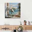 Weiyiart Floral Bathroom Wall Art Blue Ocean Flower Pictures Modern Decor Artwork Canvas Print Coastal Seascape Painting Seaside Artwork Bathroom Living Room Bedroom Decor 20" x 20"