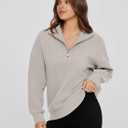 Glamaker Womens Sweatshirts Casual Essentials Pullover Fall Half Zip Tops Preppy Shirt Long Sleeve Fashion Clothes (Beige, S)