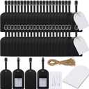 Amylove 48 Sets Leather Luggage Tags Bulk Wedding Favors Luggage Tags for Guests Bridal Gifts Wedding Bridal Shower Gift PU Leather with Name ID Card Tag for Guests (Black)
