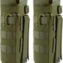 FRTKK Tactical MOLLE Water Bottle Pouch with Drawstring Open Top & Mesh Bottom, Military Water Bottle Holder Bag Sports Travel Hydration Carrier