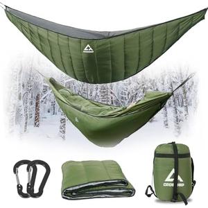 CROSSHIP Hammock Underquilt for Camping Hammock, Full Length Camping Quilt for Lightweight Soft Warm 3-4 Seasons 41-68°F, Great for Hiking Backpacking Traveling Beach (Hold Up to 500lbs)