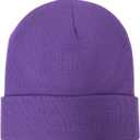 SHEVERCH Classic Acrylic Beanie for Men Women Plain Knit Cuffed Winter Warm Hat Unisex (Purple)