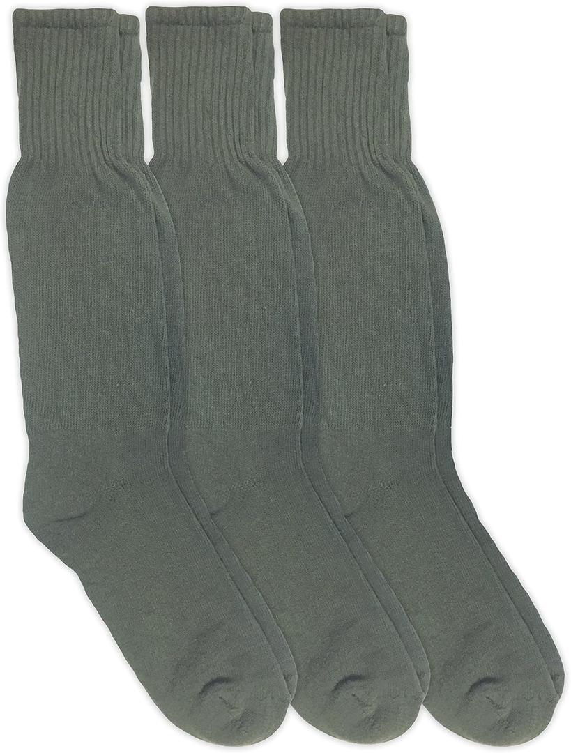 Jefferies Socks Mens Military Uniform Half Cushion Cotton Crew Boot Socks 3 Pair Pack (Shoe Size: 9-12, Foliage Green)