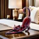 Cat Stretching Statue Figurine Sculpture Gifts for Cat Lover Art Cat Office Home Decor Desk Accessories Decoration