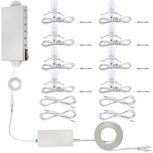 Meonum Christmas Village Light System Set Accessory Cord with 8 LED Light Bulbs Compatible with Department 56 Christmas Building and Accessory Craft Village House Lighting System, Blow Mold Light