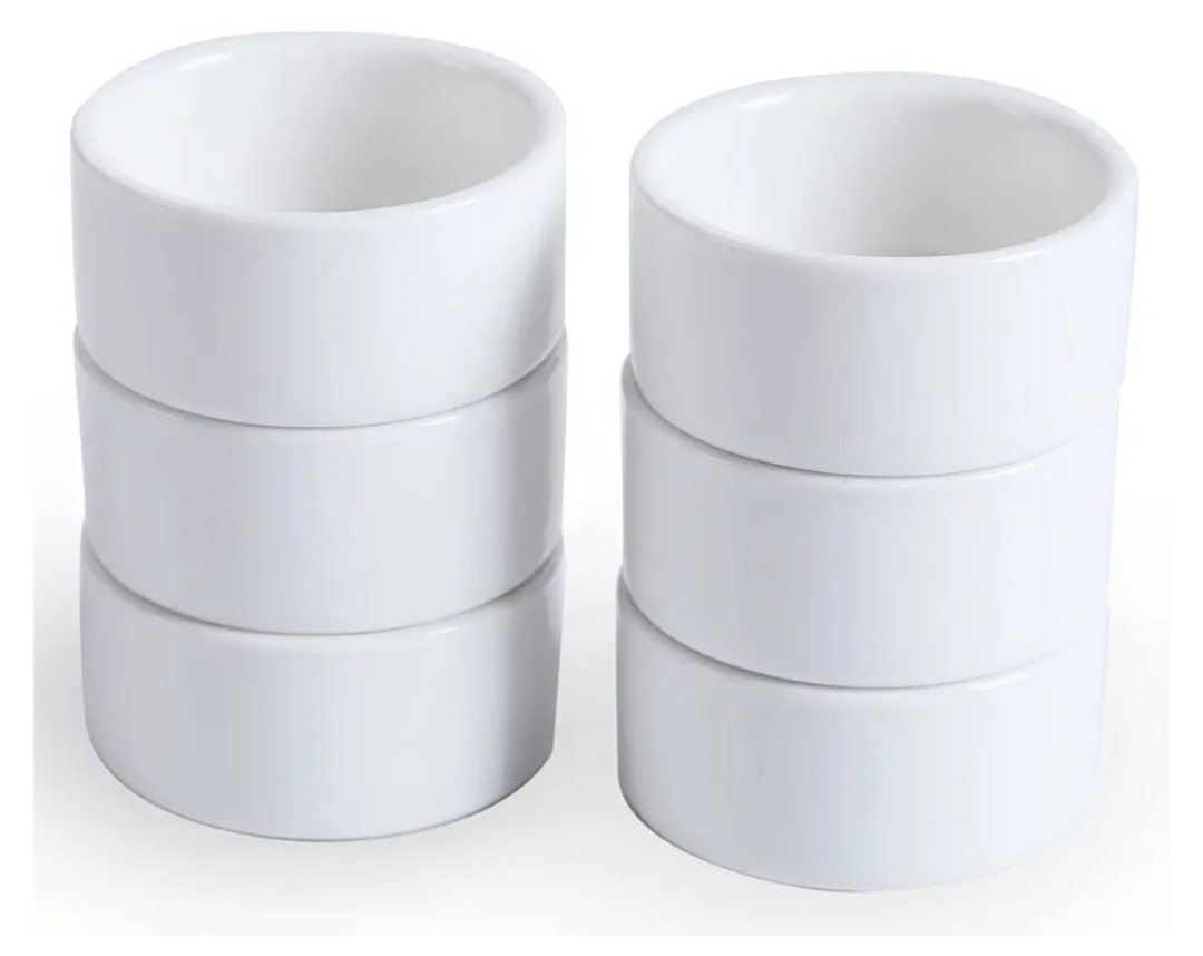 1 oz Mini Porcelain Ramekins Set of 6, Small Ceramics Souffle Dish, Exactly Designed for Dipping Sauce, Ketchup, Salsa and Jams, 30ml White