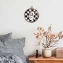 KSDUT Retro Classroom Wall Decor Art - Black Checkered Preppy Wall Art Canvas Frame Hanging Prints, Peace Sign Trendy Wall Art Decor for Home Boys Room Dorm Decorations 10"x10"