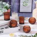 30pcs Assorted Ribbed Amber Votive Candle Holders, Amber Tea Lights Candle Holder for Wedding Decorations, Clear Glass Candle Holders for Fall Decor, Vintage Boho Party Home Table Centerpieces Decor