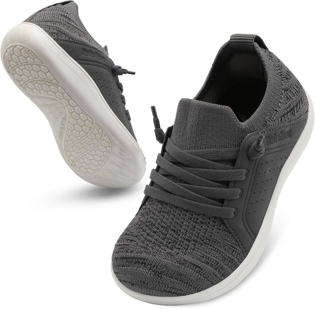 relxfeet Toddler Shoes Boys Girls Wide Barefoot Shoes Kids Zero Drop Minimalist Slip On Tennis Sneakers for Walking Running (Gray), Size 10 