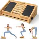 HOTWAVE Slant Board for Calf Stretching with Foot Massage Roller, Calf Stretcher Slant Board for Exercise, Portable Adjustable Bamboo Incline Slantboard for Ankle Knees Leg Physical Therapy Equipment