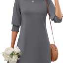 LUYAA Women Short Sleeve Bodycon Midi Dress Casual Crew Neck or Off The Shoulder Elegant Formal Dress Black M