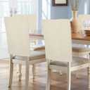 Cream Beige Chair Back Covers for Dining Room, Farmhouse Solid Cream Color Linen Polyester Back Chair Protector, Rustic Modern Art 4 Pcs Back Covers for Dining Chair Decoration, 20 x 19 Inches