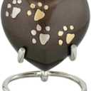 Urn for Ashes Paw Heart Funeral Cremation Memorial Keepsake Pet Dog Cat |with Stand (Brown 3")