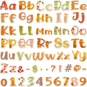 150 Pcs 7 Inch Bulletin Board Letters Combo Set - Colorful Alphabet Cutout Letter Number with 300 Pcs Adhesive Dots, Chalkboard Classroom Letters for Home School Decor (Fall Color)