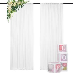 DUOBAO White Chiffon Backdrop Curtains 120 Inches Long 2 Panels 29''x120'' Photography Backdrop Drapes White Polyester