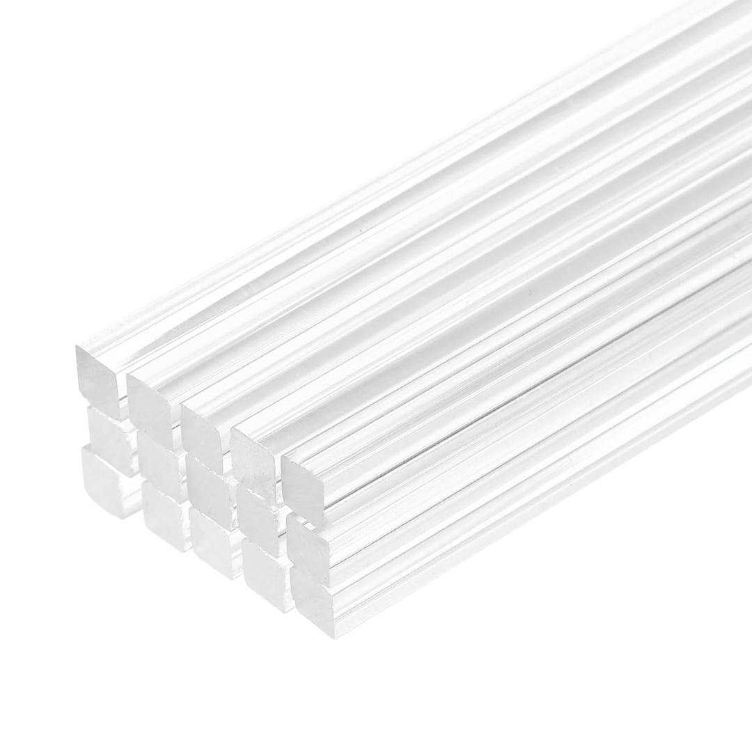 MECCANIXITY 30pcs Acrylic Square Rods 3/16" x 12" Clear Acrylic Dowel Rods Sticks Acrylic Plastic Sticks Strip for DIY Crafts Lighting Gardening Decorations - 5mm x 300mm
