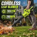 Leaf Blower Cordless, 765CFM 280MPH Electric Leaf Blower with 2x5.2Ah Batteries and Charger, 5-Speed Modes, Adjustable Shoulder Strap, Powerful Battery Blowers for Lawn Care Patio, Blowing Leaves Dust