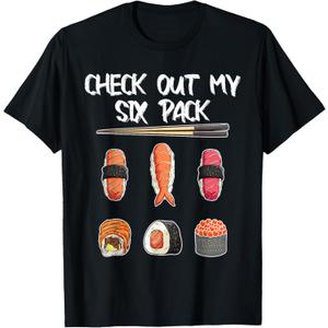 Funny Check Out My Six Pack Sushi Japanese Food Lover T-Shirt, Small