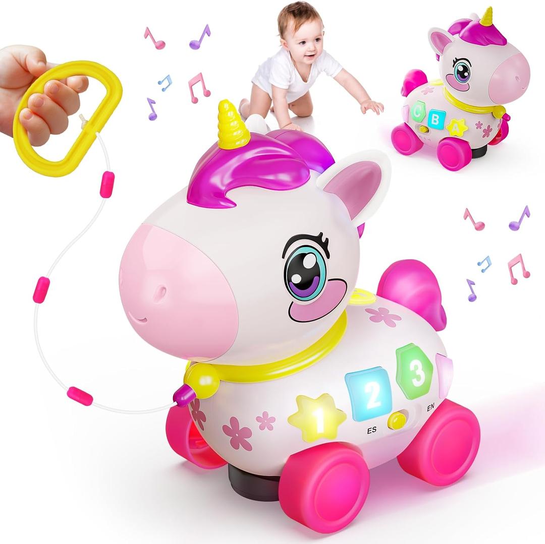 Unicorn Toys for 1 Year Old Girl Gifts, Musical Educational Baby Toy 6-12-18 Month, 1st Birthday Gift for 1 Year Old Girl Toys, Bilingual Learning Present for 7 8 9 10 12 Month