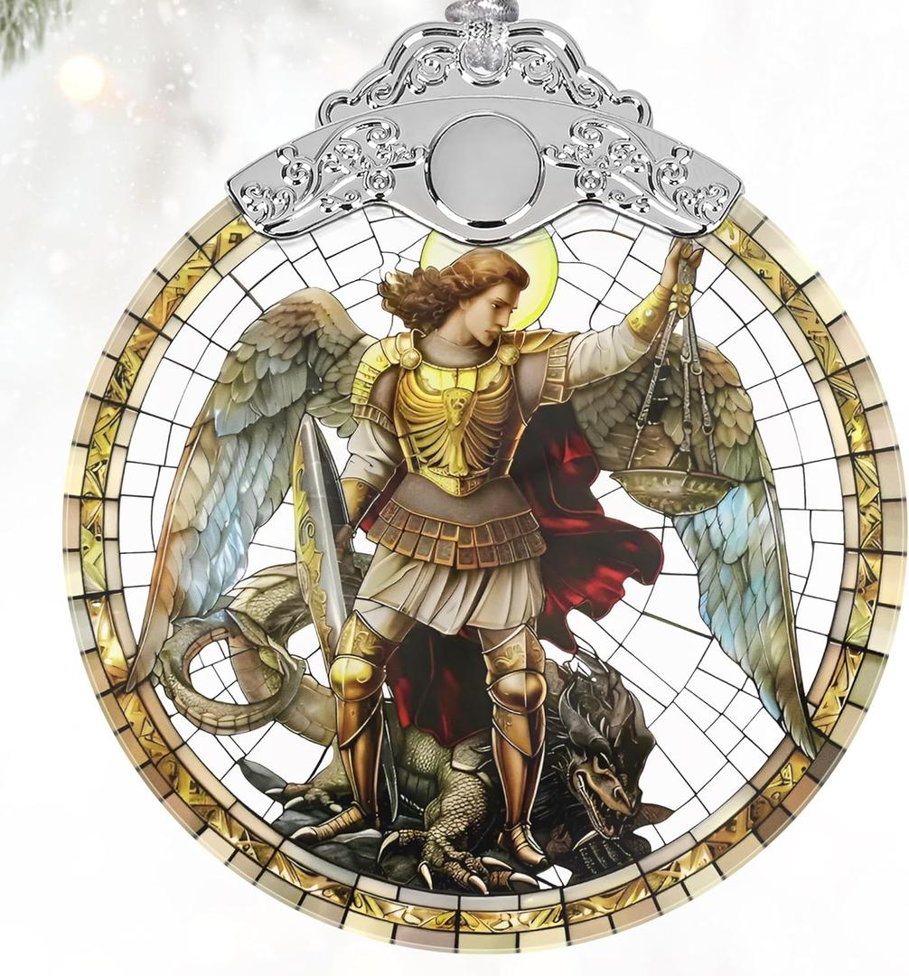 Stained Glass Ornaments, 2025 Christmas Ornament, Christmas Tree Ornament, Heirloom Keepsake, Gift Exchange, Gifts Idea - Archangel Michael