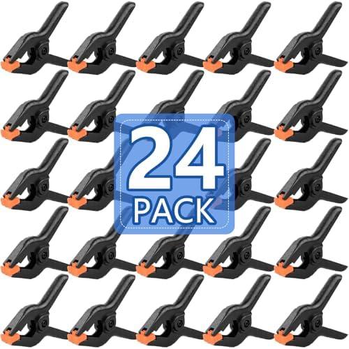 24 Pack 3.5 inch Plastic Spring Clamps, Black Heavy Duty Clips, Backdrop Clips, Plastic Clamps for Crafts, Backdrop Stand, Woodworking, Photography