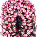 Artificial Hanging Flowers in Basket Fake Plant for Outside, Silk Pink Morning Glory Flower Arrangement for Outdoor Decor, UV Resistant Realistic Floral Planter for Porch Patio Balcony