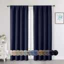 Navy Blue Blackout Curtains for Bedroom Living Room 72 Inches Long 2 Panels Set, Soft Solid Thermal Room Darkening French Door Curtain, Modern Rod Pocket Design, Navy Blue, 40" Wx72 L