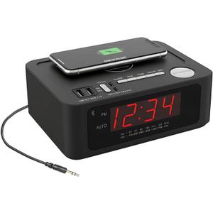 Digital Alarm Clocks for Bedrooms, 15W Wireless Charging. 2 x USB-C and 2 x USB-A Charging Ports. Loud Alarm Clock for Heavy Sleepers Perfect for Bedroom, Desk, and Office. Battery Backup