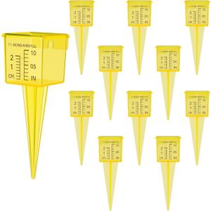 10 Pack Rain Gauges, 1.5" Rain/Sprinkler Gauge for Lawn with Wide Mouth, Accurate Outdoor Rain Gauges Measuring Tool for Yard Garden Deco (Yellow)