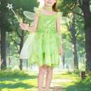 Girls Fairy Costume, Princess Dress Wings Tutu Sequin Suit for Kids Halloween Party Fancy Dress Up Dresses 3-10Y (4-6Y, Green)