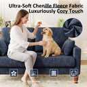 Vipbear 48" Loveseat Sofa,Modern Small Couches for Small Spaces,Blue Chenille Love Seat Couch for Living Room,Bedroom,Apartment,Office,Deep Seat,Throw Pillow,Side Pockets,Square Armrest, Size: 48 Inch-Wide Armrest