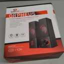 Redragon GS550 PC Gaming Speakers, 2.0 Channel Desktop Computer Sound Bar with Compact Maneuverable Size, Headphone Jack, Quality Bass & Decent Red Backlit, USB Powered w/ 3.5mm Cable (Black)