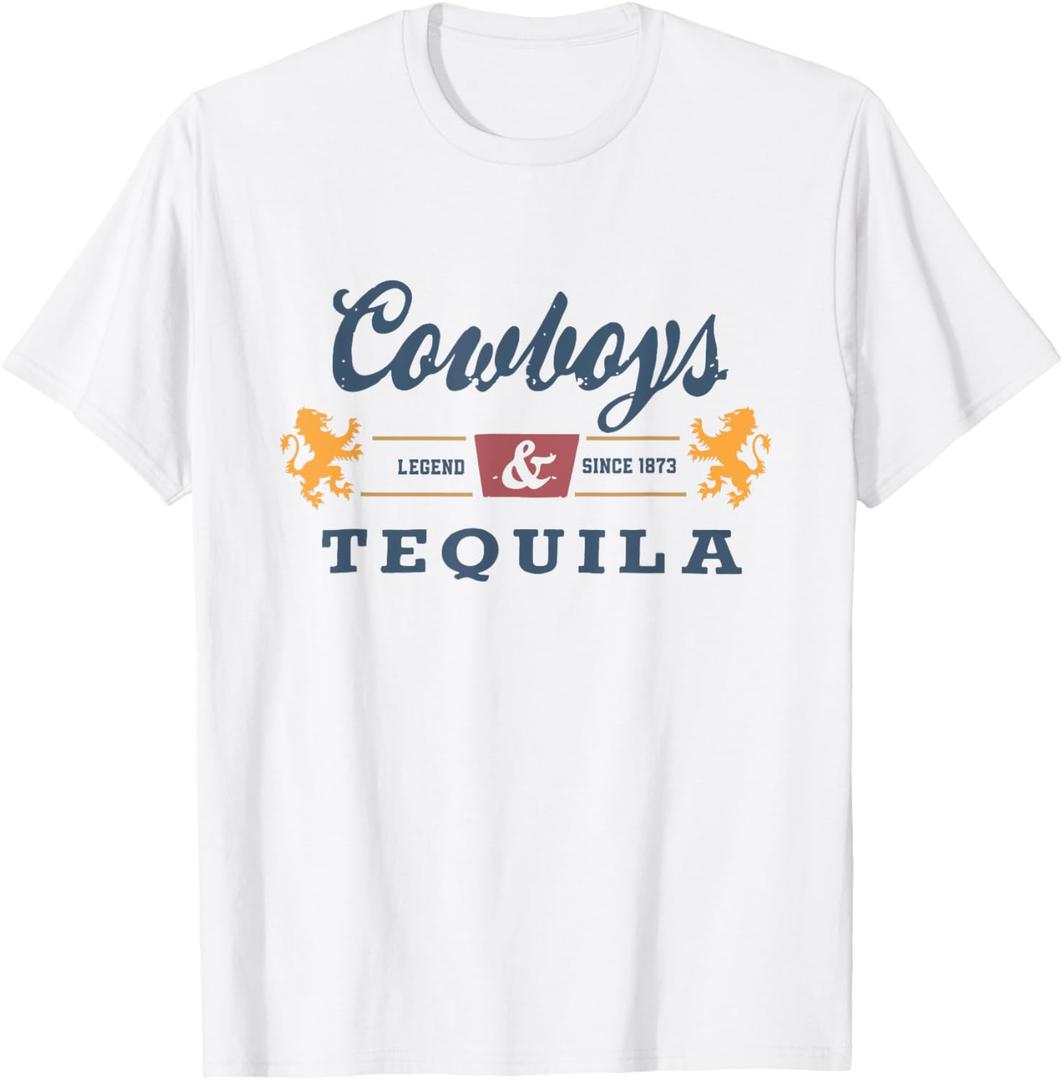 Vintage Cowboys And Tequila Western Funny Tequila Drinking T-Shirt, Large, White