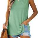 Imily Bela Womens Loose Fit Casual Flowy Tank Tops Crewneck Trendy Sleeveless Side Split Summer Tops Clothes Outfits 2025 L