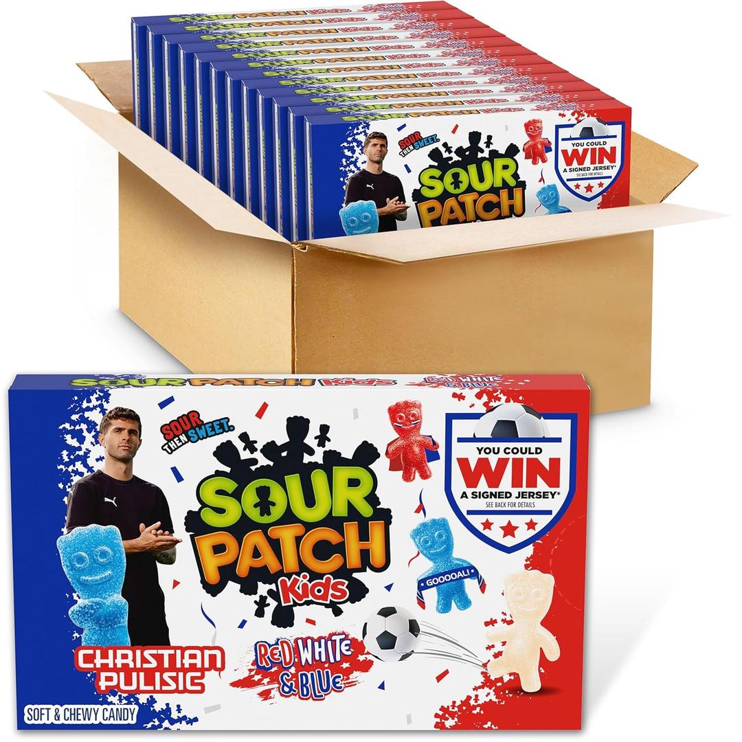 SOUR PATCH KIDS Red, White & Blue Soft & Chewy Candy, Bulk Candy, 12-3.08 oz Boxes