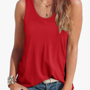 Smile Fish Women Scoop Neck Flowy Loose Fit Tank Top Sleeveless Summer Tops Shirts Size M