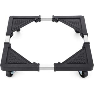 Mini Fridge Stand with 4 Locking Wheels 16.9"-25.6" Adjustable Dolly Base for Furniture Portable Refrigerator Stand Black