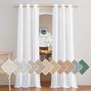 NICETOWN White Linen Curtains 90 inches Long, Grommet Thick Linen Blend Privacy Added with Light Filtering Window Treatments for Nursery/Bedroom, W42 x L90, 2 Panels