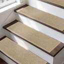 BEQHAUSE Stair Treads for Wooden Steps 28x9in, Carpet Stair Treads Non Slip Indoor, Machine Washable Stair Runners for Kids Elders and Pets, Carpet for Stair Rugs Mat, TPE Backing, 15pcs, Light Beige