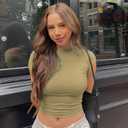 Women Sexy Backless Going Out Top Double Lined Y2K Open Back Crop Tops 2025 Backless Tee Shirts Summer Trendy