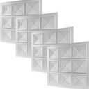 Vent Systems 24" x 24" Inch White Square Ceiling Diffuser Plate 4 Pack Highly Durable Plastic 9-Piece Louvered Grid Vent Cover - Air Deflector for Supply and Exhaust - Fits Drop Ceilings