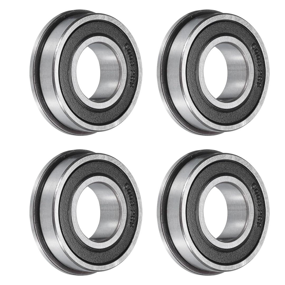 uxcell F6003-2RS Flanged Ball Bearing 17x35x10mm Double Sealed Chrome Steel Flange Bearings, 4pcs
