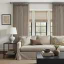 Extra Long 132 Inch Semi Sheer Dark Flax Curtains for Living Room, Memory Trained Pinch Pleated Natural Linen Light Filtering Floor Length 11 FT Large Curtain Brown Rustic Window Drapes 2 Panels Set