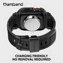 amBand Bands Compatible with Apple Watch 9/8/7/6/5/4 & SE 3/2/1 41mm/40mm Case Men, M1 Sport Series Rugged Case TPU Strap Military Protective Cover Bumper for iWatch 41/40 mm Men Black